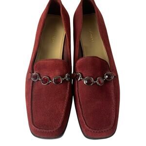 Villager by Liz Claiborne Sz 9.5M Wilma Embellished Suede Loafers Burgundy